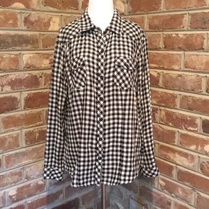 Torrid Black and White Plaid Flannel Shirt
